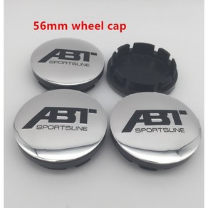 ABT 자동차 휠 센터 허브 캡 배지 방진 커버 엠블럼 스티커 자동차 스타일링 56mm 60mm 65mm 68mm 4 개 호환, 56mm silve cap1