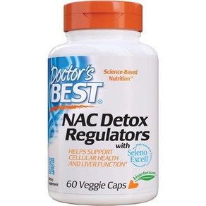 Seleno Excell이 함유된 Docto's Best NAC Detox Regulatos 비GMO 채식주의자 글루텐 프리 대두 60개의 채소 캡슐, Unflavoed, 60 Count (Pack of 1), 1개, 60정