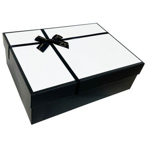 루루홈 리본 선물 포장 박스, 7호 1개 (32.5 x 24 x 11), 블랙 화이트
