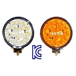 대성부품/KC인증/LED 써치라이트/12V/24V/18구/18발/비추라맨/비츄라맨/작업등/원형/화물차/대형트럭/중장비/트렉터/선박/국산/7W/LED 작업등/특장차/윙바디/탑차, 12V 비추라맨 대 황색, 1개