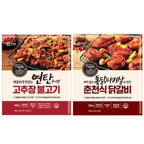 아워홈 연탄구이맛 고추장불고기 + 아워홈 통닭다리살춘천식닭갈비, 1세트, 750g