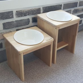 림스우드 대형견 소형견 밥그릇 식탁 식기 도자기그릇, 대형2구 (25cm), 1개, 원목 내추럴 색상