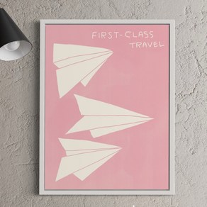 일등석 여행 종이비행기 PINK 그림액자 [액자포함] 30x40cm, White 액자