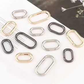 스프링 링 아연합금 타원형 카라비너 DIY 키링 부자재, 1개, 건블랙 29mm(604310)