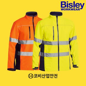 Bisley비즐리 워크웨어 하이비즈 소프트 쉘 자켓 BJ6059T, 3XL (115), Yellow/Navy, 1개