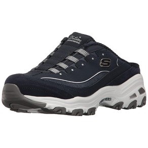 스케쳐스 스포츠 여성용 D'Lites 슬립온 뮬 스니커즈 블랙 120820, Navy/White, Navy/White