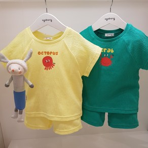 아가방 40% 여름 베이비페어! 땀 날려주는 쿨시원 유아 여름 반소매 상하세트! 더운여름 실내복 외출복 놀이복 따로는 힘들어 요걸로 쭉 유아 상하복! 디자이너 상줘야해