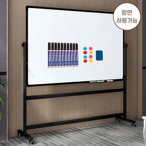 SeekFun 스탠드 화이트보드 양면 자석 이동식 회전가능 1200*900mm, 블랙