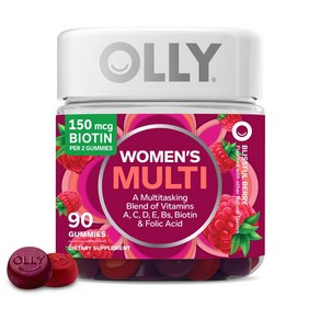 OLLY Women's Multivitamin Gummy Vitamins A D C OLLY 여성용 종합 비타민 젤리 비타민 A D C E 비오틴 엽산 성인용, 1개, 90정