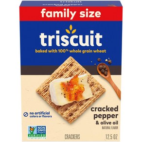 Triscuit Cracked Pepper & Olive Oil Whole Grain Wheat Crackers Family Size 12.5 oz