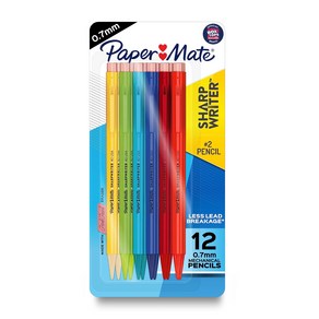 Pape Mate ShapWite Mechanical Pencils 0.7 mm H Pape Mate ShapWite 샤프 펜슬 0.7mm HB 2번 연필심 학용품, 12개 모듬, 1개