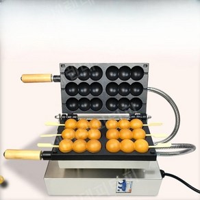 빵 기계 홍콩 와플기 빵꼬치 계란 땅콩빵 업소용 간식 길거리 원형빵틀, 전기 3구슬 기계