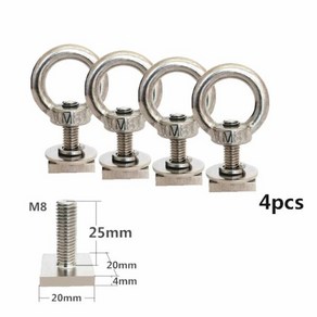자동차 루프랙 루프박스 M8 스퀘어 볼트 아이 너트 스테인레스 스틸 앵커 패스너 범용 제품 루프 랙 툴레 휘스프바 야키마 등에 폭넓게 사용, CHINA, GBM8-25mm-20204-4PCS, 03 GBM8-25mm-20204-4PCS, 4개