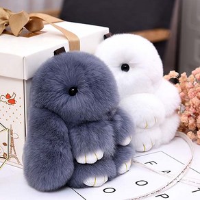 인형키링 열쇠고리 토끼인형, 라이트 그레이 15cm, 1개