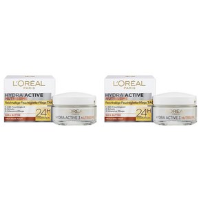 로레알 페이셜 모이스처라이저 시어 버터 하이드레이팅 데이 크림 Hyda Active 3 Nutissime 50ml x 2팩, 2개