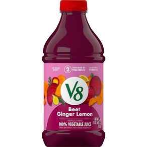 V8 비트 생강 레몬 100% 야채 주스 1.3L(44온스) 병, 46 Fl Oz (Pack of 1)_비트 생강 레몬, 6개, 1.3L