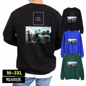 스타토리 레인 맨투맨 빅사이즈 오버핏 남녀공용 커플티 M~3XL