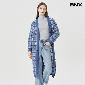 BNX 정상가:69 000원  브이넥 노르웨이 패턴 롱 긴팔 가디건 (BU3CD042L0)