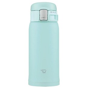 조지루시 보온병 360ml 일본 코끼리표 원터치 뚜껑 스테인리스 보온 보냉 물병 경량 민트 블루, 민트블루, 1개