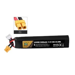 에어소프트 BB 에어 피스톨 전기 총 부품용 물총 11.1V 3S 2500mAh 30C 452096 LiPo 배터리 T/Tamiya/XT30 플매트 카펫 러그, [02] 쿠팡옵 1Pcs With XT30, 1개