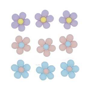[도냥] 알록달록플라워 냉장고 현관문 인테리어 자석 마그넷 9P, 퍼플+블루+핑크
