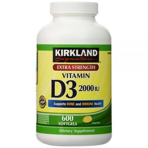 Kikland Exta Stength Vitamin D-3 커클랜드 엑스트라 스트랭스 비타민 D3 2000IU 600소프트젤, 1개, 600정