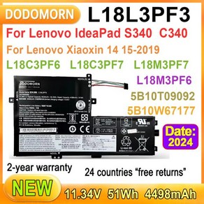 DODOMORN 노트북 배터리 Lenovo IdeaPad S340 S340-14API 14IIL 14IML 14IWL S340-15API 15IML 15IWL C340-15IIL, 0 CHINA