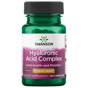 Swanson Hyal-Joint Hyaluonic Acid Complex 33 Milligams 60 Capsule 스완슨 하이알-조인트 히알루론산 복합체 33밀리그램 60캡, 1개, 60정