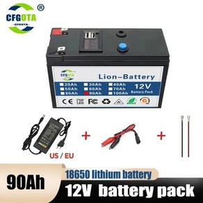 18650 리튬 배터리팩 내장 고전류 30A BMS 스프레이용 전기 차량 배터리 12.6V 충전기 12V 100Ah, [01] 12v 90Ah, 1개