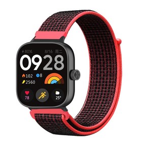 스포츠 우븐 나일론 스트랩 용 Redmi Watch 4, 레드 블랙