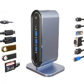 12-in-1 USB-C 도킹 스테이션 4K HDMI 타입 C 허브 멀티 포트 허브, 12 in 1, 1개