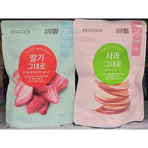 PEACOCK 피코크 동결건조 과일칩 (1.딸기 그대로 2.사과 그대로 / 종 택1), 1개, 10g