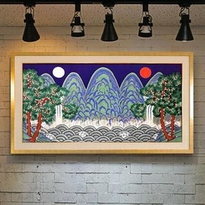 아트미니 보석십자수 해와 달 산봉우리 왕의 상징 일월오봉도 조선시대 삼라만상, 30x60cm, 1개