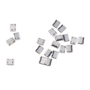 SMT SMD 마이크로 USB 유형 B 5 핀 암 잭 포트 소켓 커넥터 20Pcs, 8x6x2mm, 금속, 실버, 20개