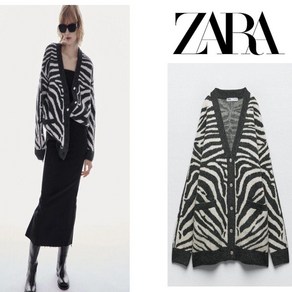 ZARA 자라 애니멀 자가드 니트 가디건 코트