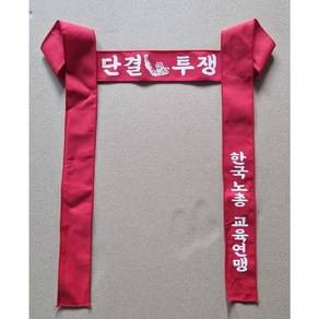 단결투쟁 머리띠 2도 나염 150cm x 5cm 이마 및 끝단 단체명 나염 인쇄 원하는 문구로 제작 노동조합 머리띠, 50개