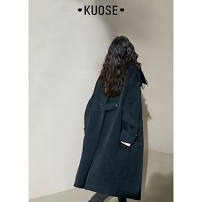 와이드한 디자인 KUOSE 햅번풍 도톰한 모직 코트 여 상 가을 겨울 롱 미니 모직 코트