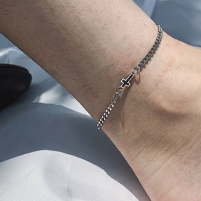 남자 십자가 발찌 써지컬 스틸 black coss anklet