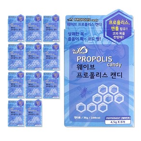 웨이브 프로폴리스캔디 8정 페퍼민트, 1박스, 432mg