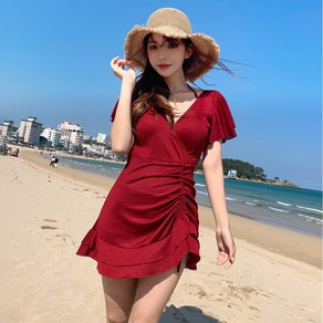 [50%/5월특가/M~3XL] 비키비키 아델 원피스 비키니 여성 수영복 프릴 체형커버 홀터넥 스트링 빅사이즈 자체제작 3C