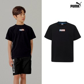 푸마키즈 [PUMA] NEW 푸마키즈 주니어 소프트 코튼 반팔티셔츠 블랙