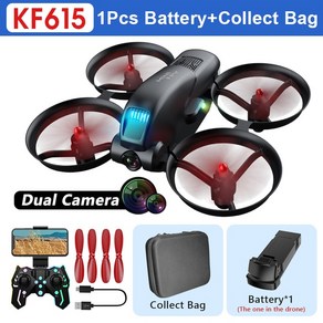 KF615 RC 드론 4K 듀얼 카메라 2.4G 와이파이 FPV 광학 포지셔닝 쿼드콥터 어린이 헬리콥터 장난감 미니 선물, 01 KF615 1B, 1개