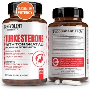 Benevolent Nouishment Tukesteone 8 000mg [최고 순도] + BioPeine® 통캇 알리 함유 고흡수 보조제 - 체력 증가 순수 근육 성, 8개, 60정