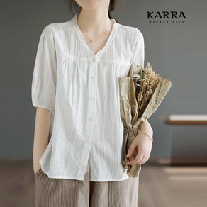 카라 KARRA 77까지 레이스브이넥5부블라우스 A3F0142