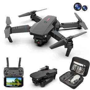 와이파이 FPV 드론 쿼드콥터 광각 HD 4K 카메라 높이 고정 RC 접이식 UAV 선물 E88Po, Single battey, E88 Black No Lens, 1개