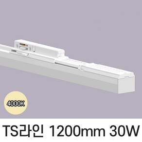 LED T라인 레일조명 트랙등 티라인 1200mm, 예도 TS라인 화이트바디, 30w 1200mm, 주백색 아이보리빛 4000K, 1개