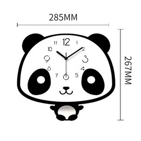 귀여운 벽시계 팬더 조용한 거실 창조적 인 디자인 고가 시계는 구멍을 뚫지 않고, 곰야옹야옹 그네-S