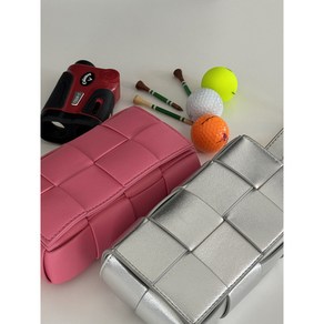 골프파우치 골프힙색 골프벨트백 소가죽 거리측정기케이스 볼주머니 여성, 1개, 실버