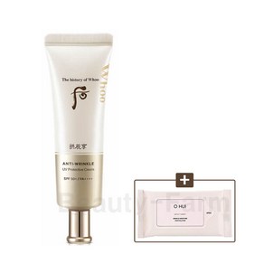 더후 공진향 진해윤 링클 선 50ml (SPF50+/PA++++) 기획세트 +오휘 미라클 모이스처 클렌징 시트 1매 (5장 내장) / 탄력과 주름 개선 /고기능 안티에이징 선, 1개