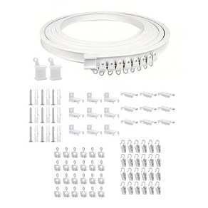 유연한 흰색 커튼 레일 3미터 길이 레일 및 조용한 롤러 클립 키트 커튼 걸이용 벽/천장 장착